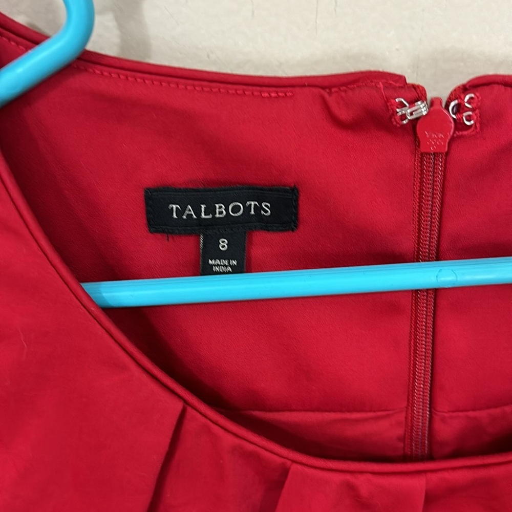 Talbots Red Cotton Blend Sleeveless Fit and Flair Dress Size 8 - Picture 8 of 13